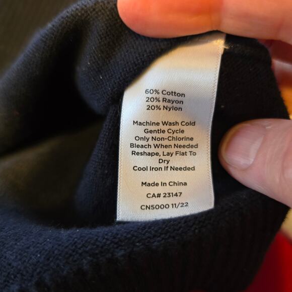 Talbots Sweater Women's 2XP Navy Butterfly Floral Crew Neck 3/4 Sleeves Career - Picture 6 of 9